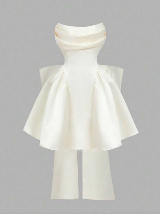 Dresses & Skirts - Strapless Cream Cocktail Dress